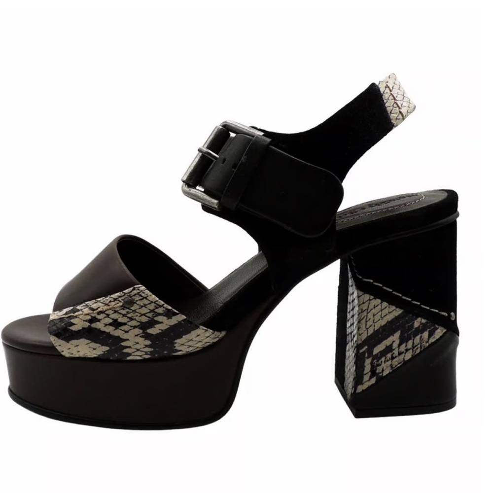 See by Chloe . Black , brown and python print platform heels.